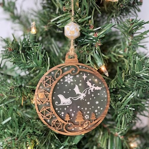 Dragon Sleigh Ornament | RPG Christmas Gift | D20 Dice D&D, DnD | Dragon Lover | Customized Frame