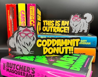 Dungeon Crawler Carl Inspired Bookshelf Signs | Goddamnit Donut | This is an Outrage | LitRPG Decor | DCC Bookend | 3D Printed