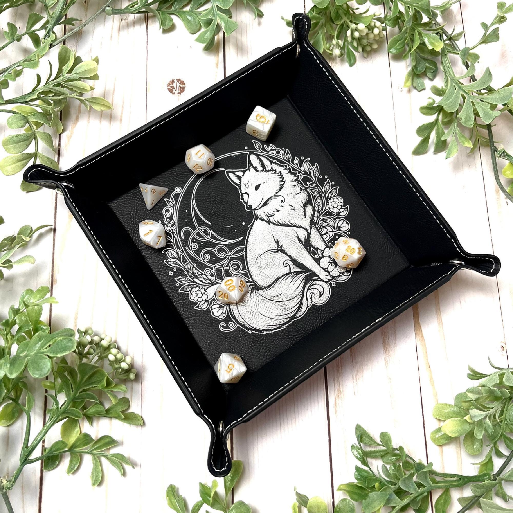 Kitsune Fox Collection | 9 Images | DnD Dice Tray | Dungeons and Dragons Gift | Multiple Color Vegan Leather | Fold Flat Portable | D&D RPG