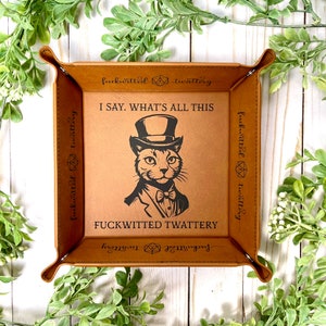 PROFANITY Cat DnD Dice Tray Twattery | Multiple Color Vegan Leather | Gift | Fold Flat Snaps Portable | Dungeons and Dragons D&D RPG TTRPG