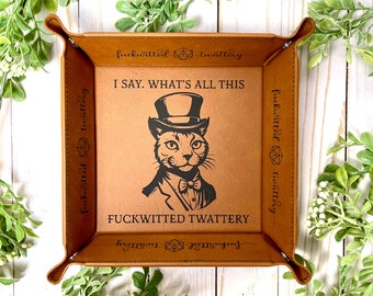 PROFANITY Cat DnD Dice Tray Twattery | Multiple Color Vegan Leather | Gift | Fold Flat Snaps Portable | Dungeons and Dragons D&D RPG TTRPG