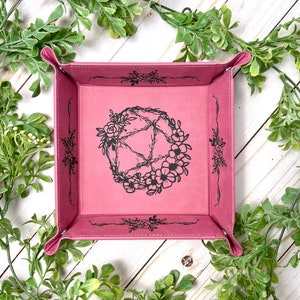 Floral Twigs Natural D20 D&D Dice Tray | Multiple Colors Vegan Leather | Valentines Day Gift | Fold Flat Portable | Dungeons and Dragons RPG