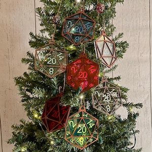 D20 Dice Ornament, RPG Christmas Gift, TTRPG, DnD, Role Playing