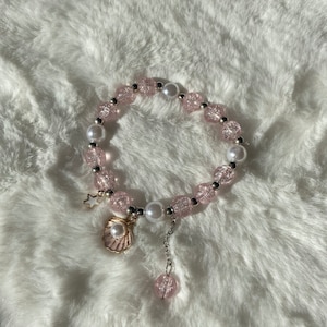 Pink Seashell Beaded Charm Bracelet