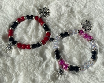 Matching Magnetic Heart Spiderman Couple Bracelets