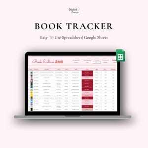 Book Tracker Spreadsheet | Digital Reading Journal & TBR Tracker | Google Sheets Book Log | Aesthetic Reading Dashboard