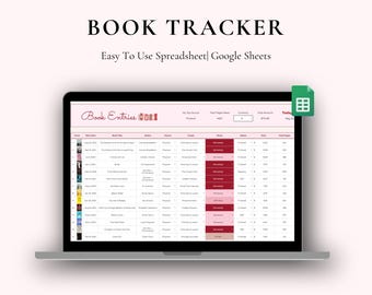 Book Tracker Spreadsheet | Digital Reading Journal & TBR Tracker | Google Sheets Book Log | Aesthetic Reading Dashboard