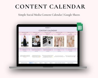 Social Media Content Spreadsheet | Weekly Planner for Google Sheets, Content Calendar Template & Organizer Tool