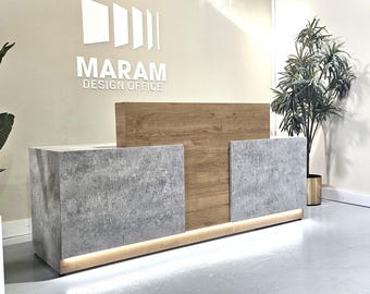 Emerald Reception desk (Concrete + Planked urban)