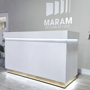 3D Agate Reception Desk + GOLD Toe kick + Waves