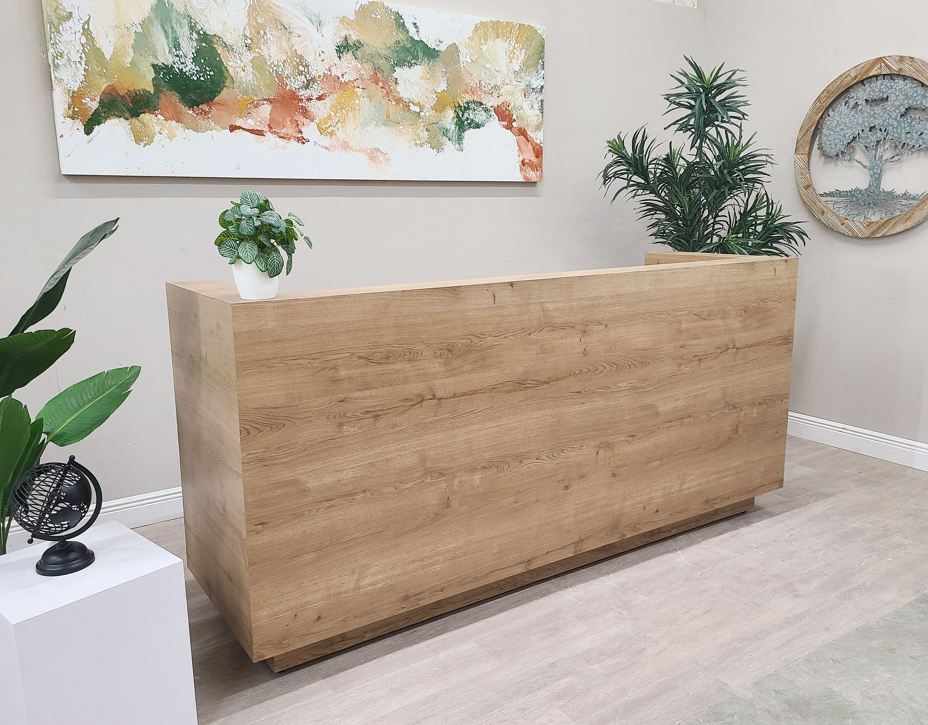 Oak reception desk deals