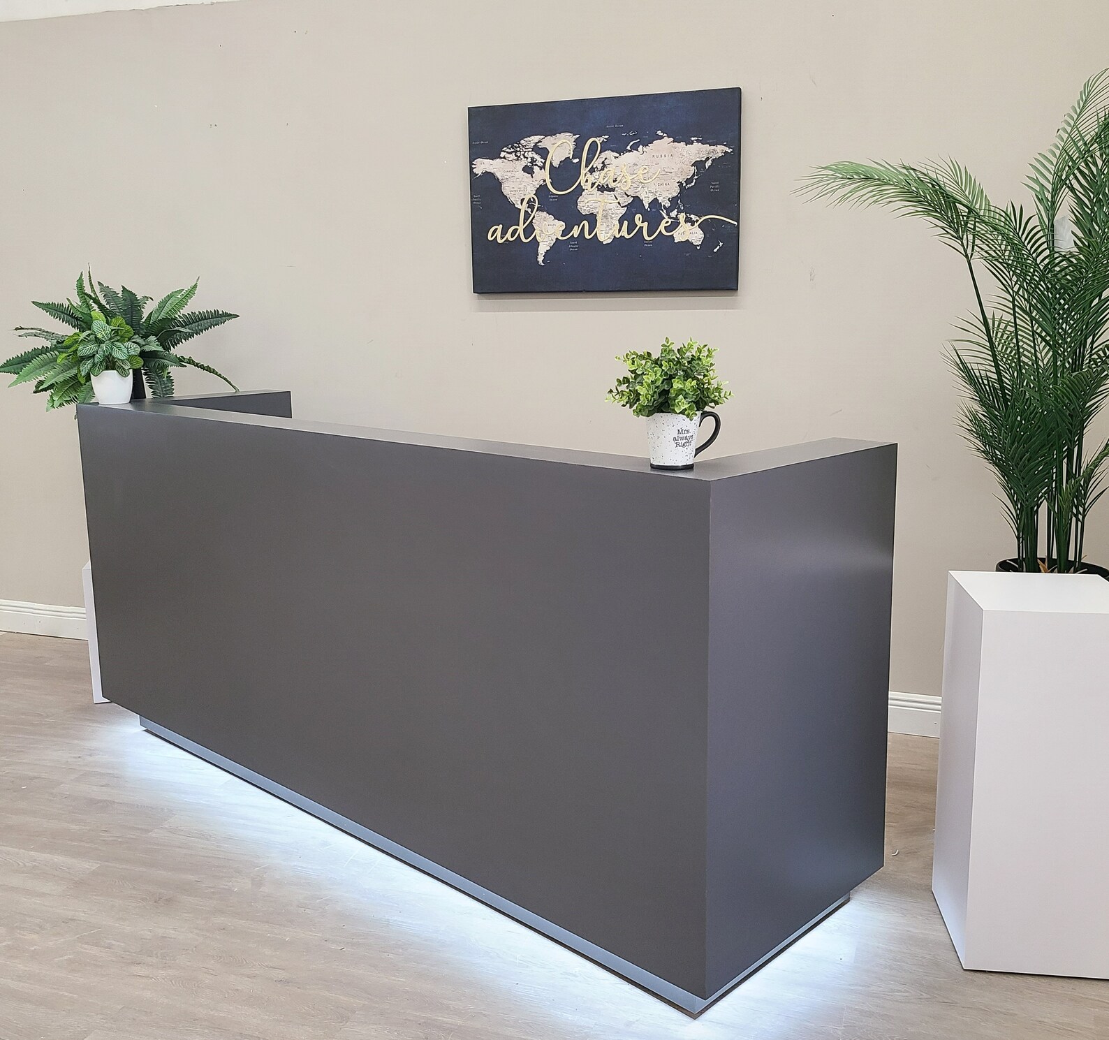 Quartz Reception Desk Storm Gray Etsy
