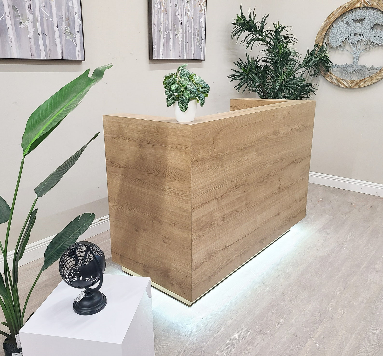 Quartz Reception Desk Planked Urban Oak Etsy