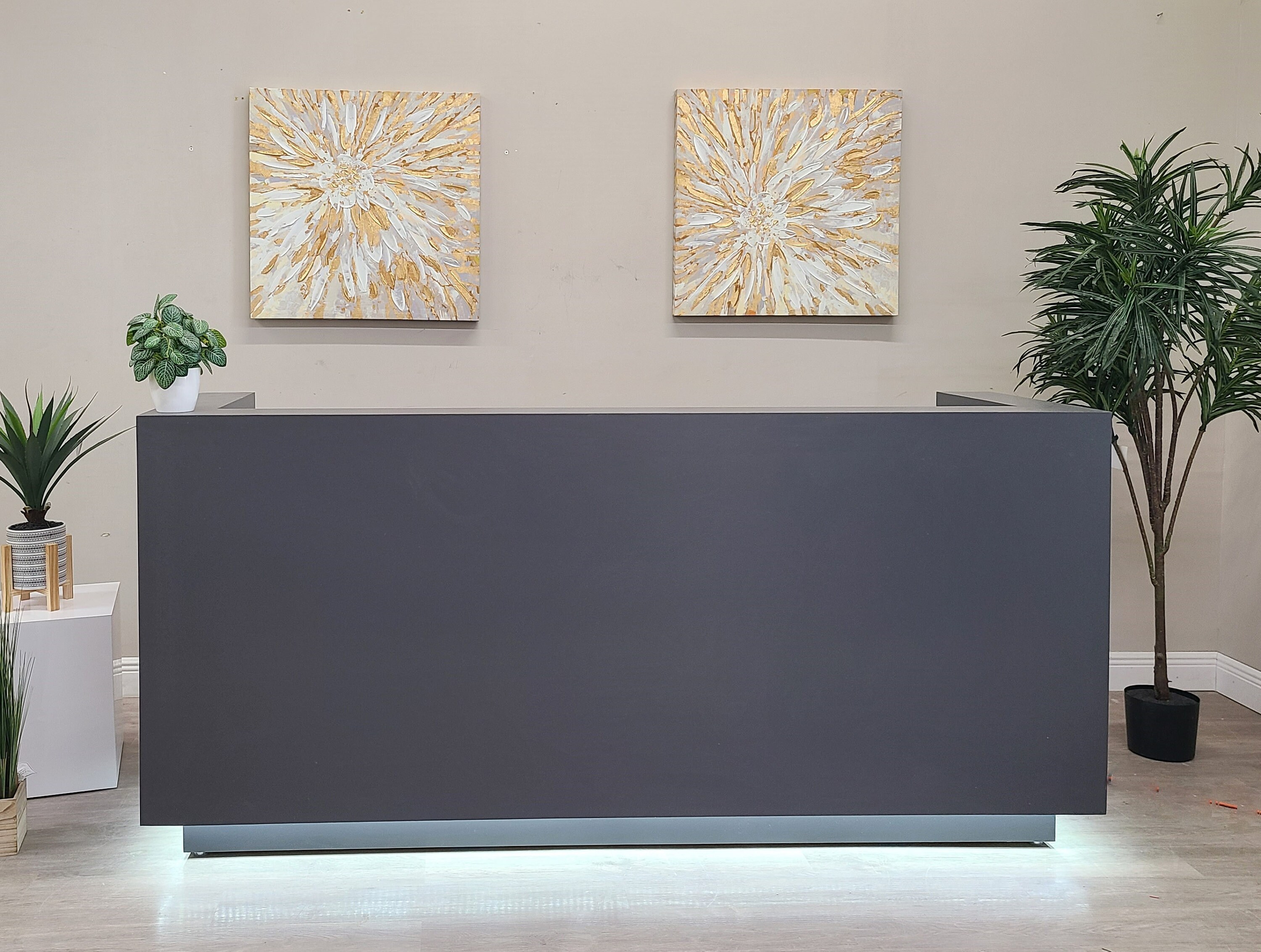 Quartz Reception Desk Storm Gray Etsy