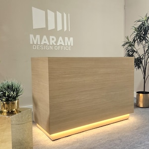 Agate Reception Desk ( Beige Wood 7854 Wilsonart)