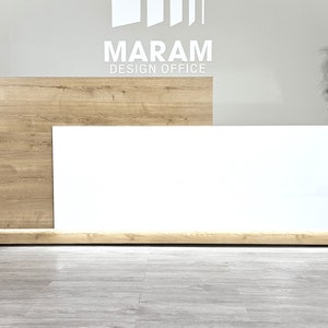 Jade Plus Reception desk ( Gloss White and Planked Urban)
