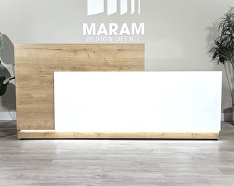Jade Plus Reception desk ( Gloss White and Planked Urban)