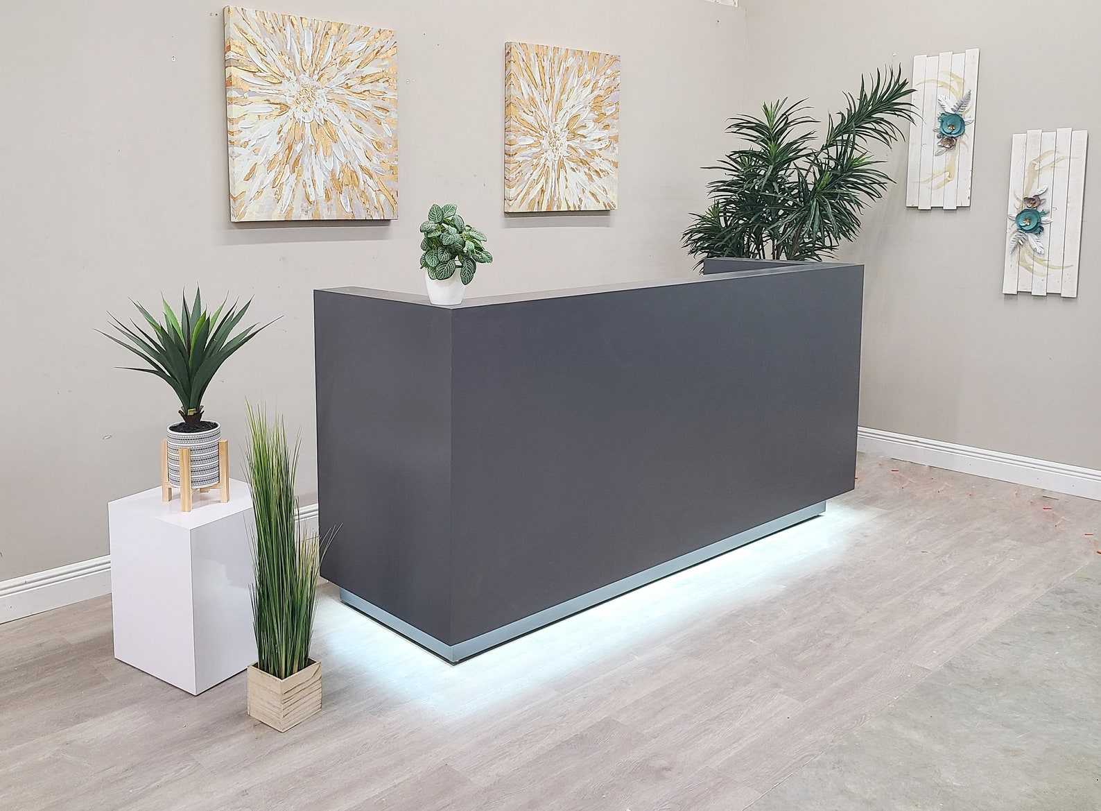 Quartz Reception Desk Storm Gray Etsy