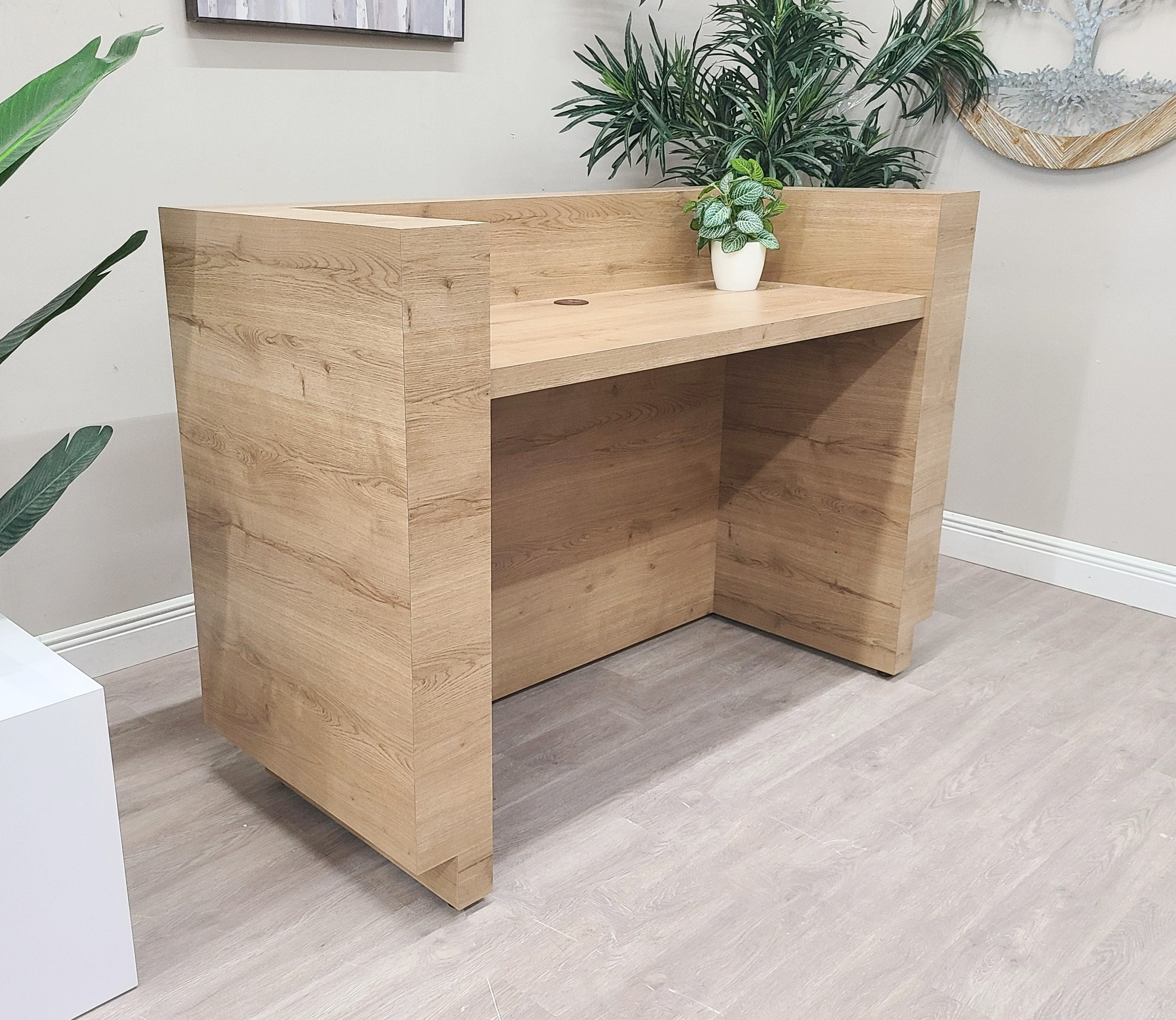 Quartz Reception Desk Planked Urban Oak Etsy