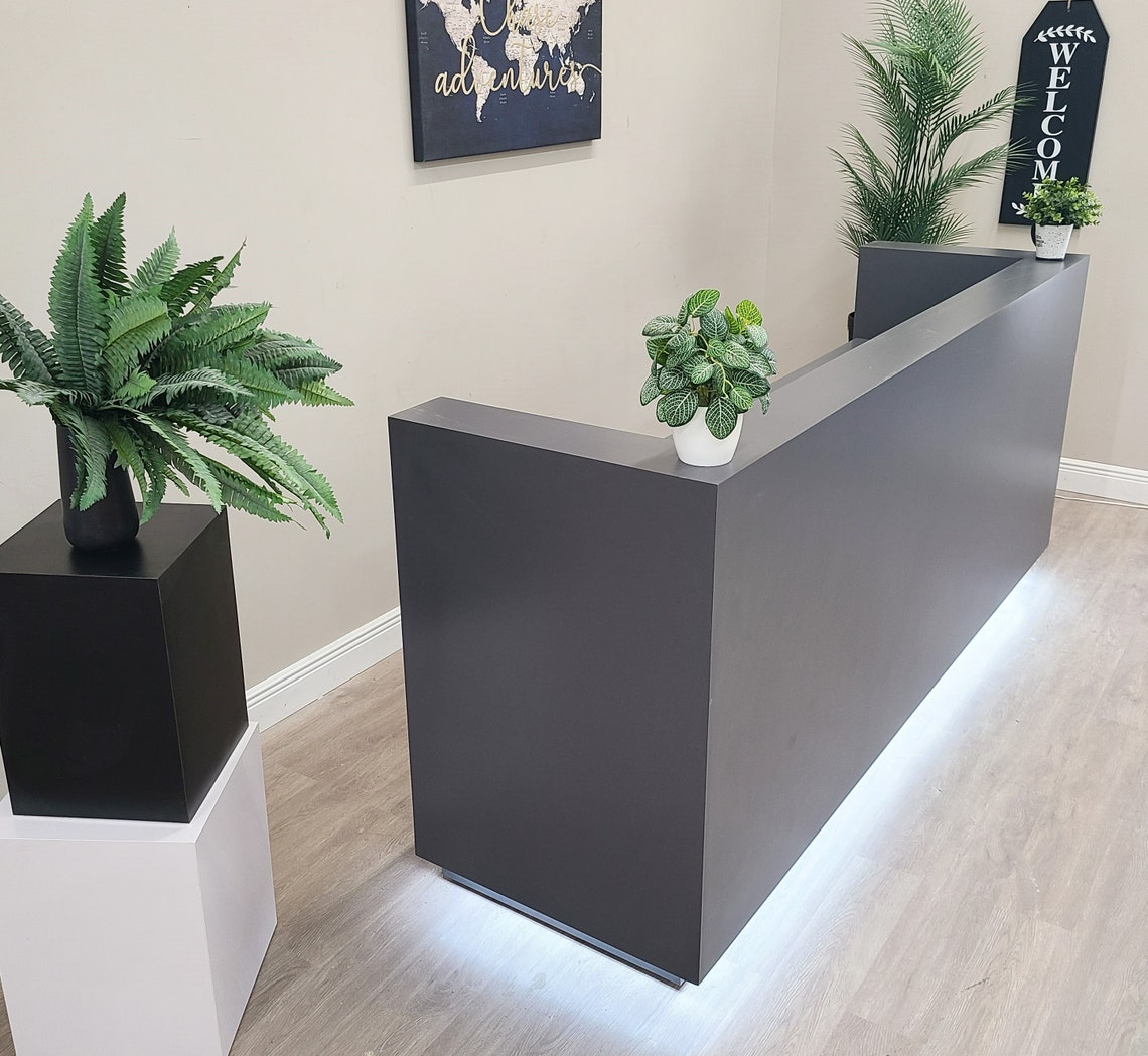 Quartz Reception Desk Storm Gray Etsy