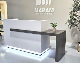 Celestite Reception desk (Matte White + Tula Oak)