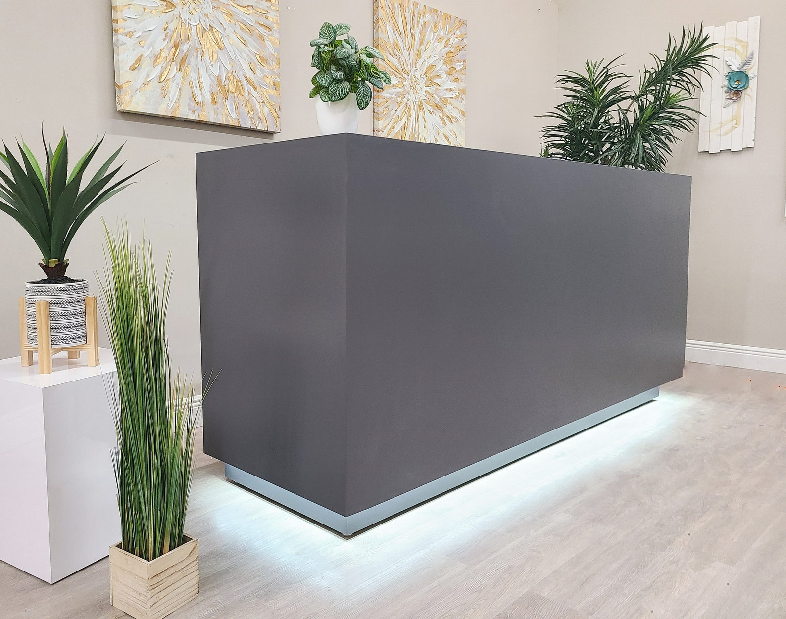 Quartz Reception Desk Storm Gray Etsy