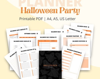 Planificador de fiestas de Halloween / Planificador de temporadas espeluznantes / Descarga instantánea de PDF / Tamaño A4, A5, Carta - 38 páginas - Planificador PDF compatible con impresoras