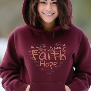 Faith Hope Love Christian Hoodie, Christian Sweatshirt, Jesus Love Shirt, Faith Religious Gift, 1Corinthians 13:13, Easter Gift, Bible Verse