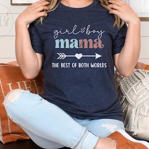 Girl and Boy Mama T-shirt, Cute Mama Shirt, Mother&#39;s Day Gift, Leopard Mama Tee, Mom of Both Tshirt, Mom Life Shirt, Mother&#39;s Day Shirt Mom