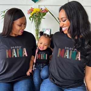 Personalized 3 Generation Sassy Mama, Sassy Mini, Sassy Gma (Custom) T-shirts, Matching Mama & Mini Shirt, Family Group Shirt, Cheetah Print