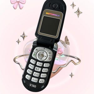 Vintage Y2K Flip Phone - Motorola V180 - Black Silver 2000s Cellular Device