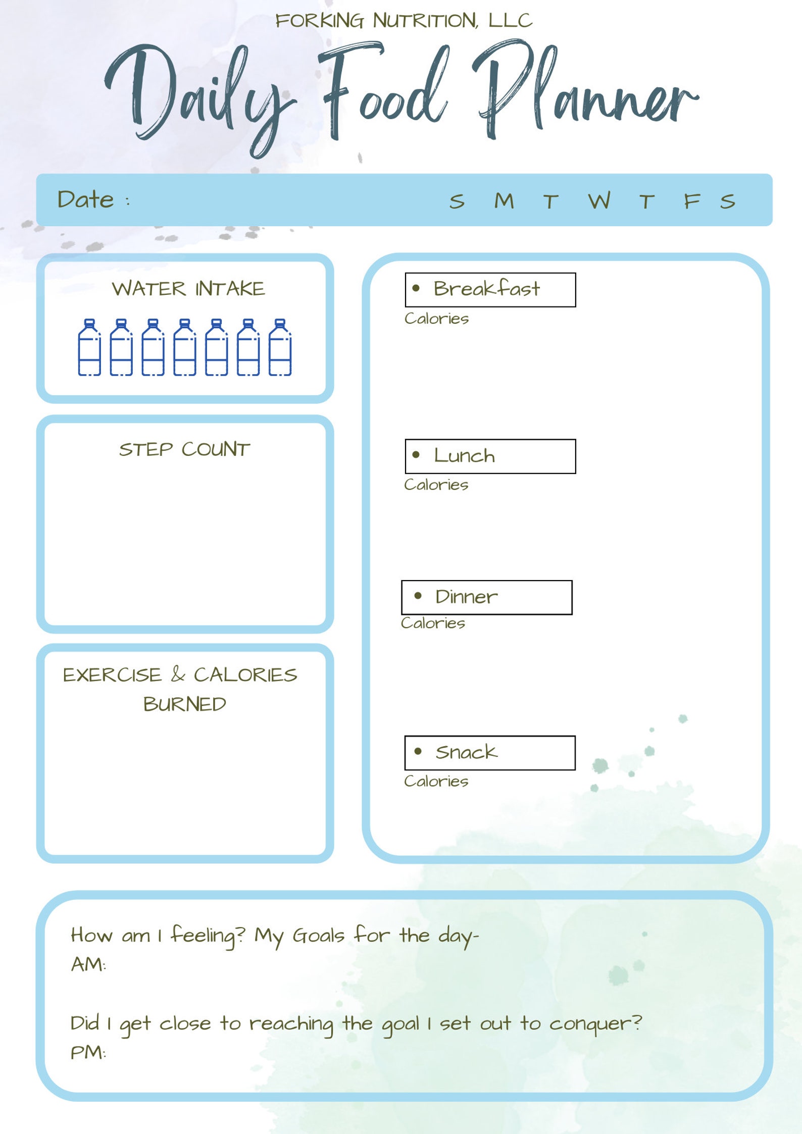 Printable Food Diary and Exercise Journal, Streamlined and Simple ...