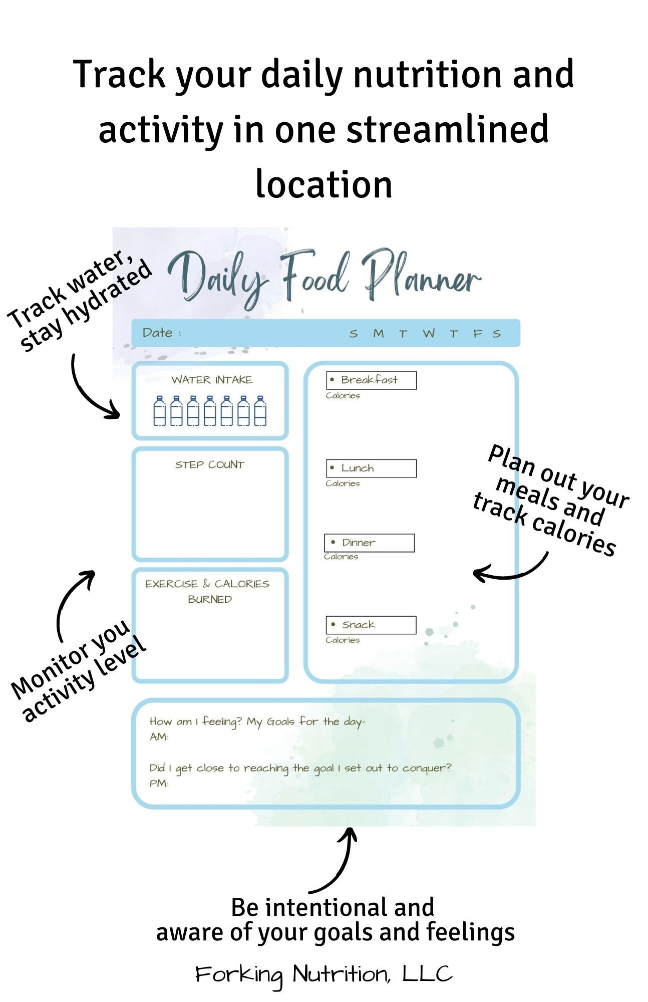 Printable Food Diary and Exercise Journal, Streamlined and Simple ...