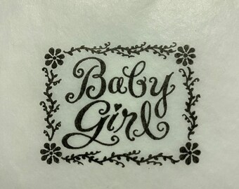 Baby Girl Tissue Paper hand stamped, Tissue Paper Packaging, BASKET packaging,Bay shower Gift Wrapping Tissue Paper 5 Sheets