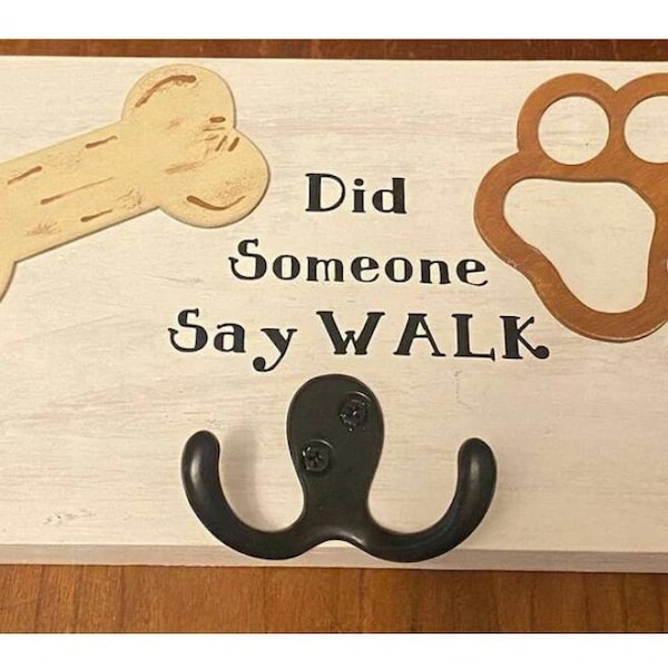 Soporte rústico para correa de perro, colgador personalizado para correa de perro, letrero para perro, patas de perro, amante de los perros, decoración de entrada, lugar perfecto para su correa