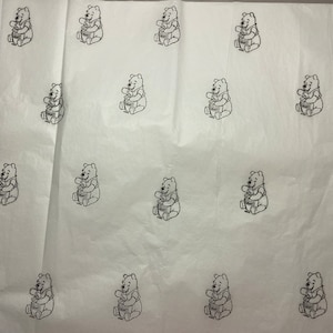 POOH &quot;Eating Hunny&quot; Tissue Paper hand stamped, Tissue Paper Packaging, Birthday packaging, Gift Wrapping Tissue Paper 5 Sheets