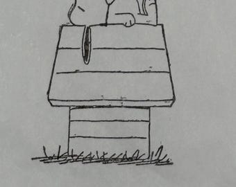 Snoopy/Woodstock on dog house roof Tissue Paper hand stamped,Tissue Paper Packaging, Birthday packaging, Gift Wrapping Tissue Paper 5 Sheets