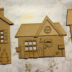 Weihnachten Häuser Abgestuftes Tablett DIY Bundle L @ @ KEY, 3D Holz Dekor, DIY Bastelset, 3D Holzdekor, Weihnachtsdekor