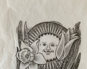 Carta velina floreale con alba primaverile e sole, stampata a mano/Confezione di carta velina/Confezione di CESTINI/Confezione regalo di COMPLEANNO, 5 fogli di carta velina