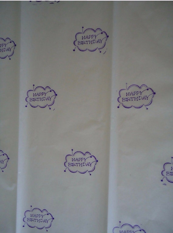 HAPPY BIRTHDAY Tissue Paper Hand Stamped, Tissue Paper Packaging