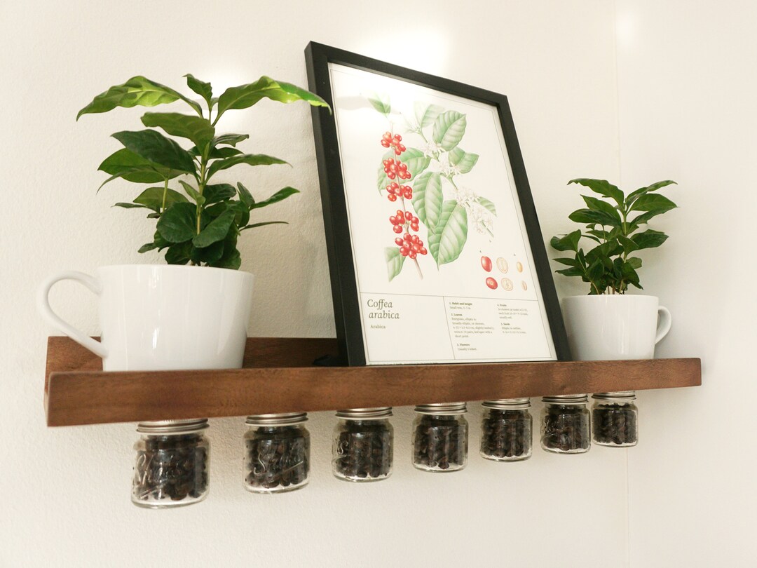 Floating Coffee Bean Vaults Wood Floating Shelf Coffee Bean Cellars