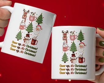 Cheer Up It&#39;s Christmas Coffee and Tea Mug, Xmas gift for family and friends, Holiday gift for coworker Hot Cocoa Cup, Xmas Gift Exchange.
