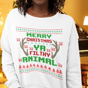 Gildan Sweatshirt® Urlaub hässliche Weihnachten Pullover, frohe Weihnachten, Ya schmutziges Tier Unisex Sweatshirt, lustiges Weihnachtshemd, Geschenk für Freund