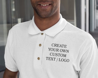 QUEQUETTELLC Custom Embroidered Polo Personalized Collared Shirt Cool Dry Stain Release Performance Polos Stitched Work Shirts Company Apparel