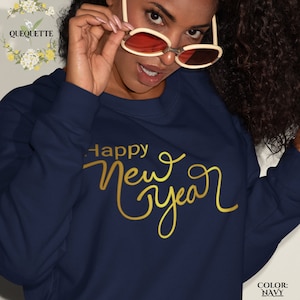 Happy New Year Sweatshirts, Cheers To The New Year Shirts, Holiday Group Gifts Hoodies and Crewneck Sweatshirts. Perfect for Xmas gifts!