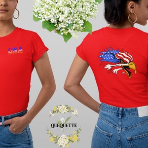 USA-Flaggen-Alphabet-T-Shirt, Amerika-Adler-Pathopirirot-, Weiß- und Blau-Flaggen-T-Shirt, Labor Day Tee, Flagge, veteran, 4. Juli, Gedenktag