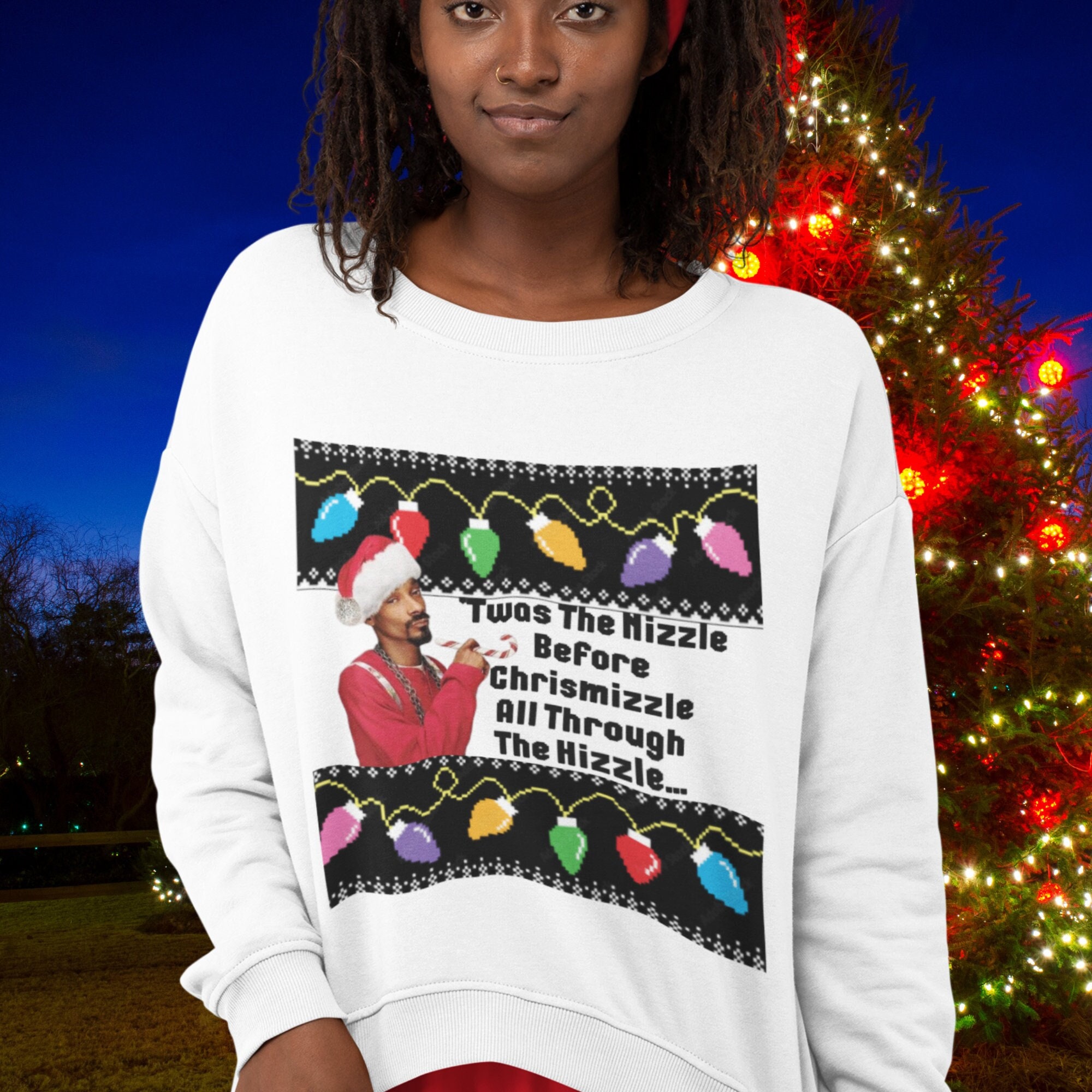 Holiday Christmas Sweater, Snoop Dogg 'Twas The Nizzle Before Chrismizzle Sweatshirt