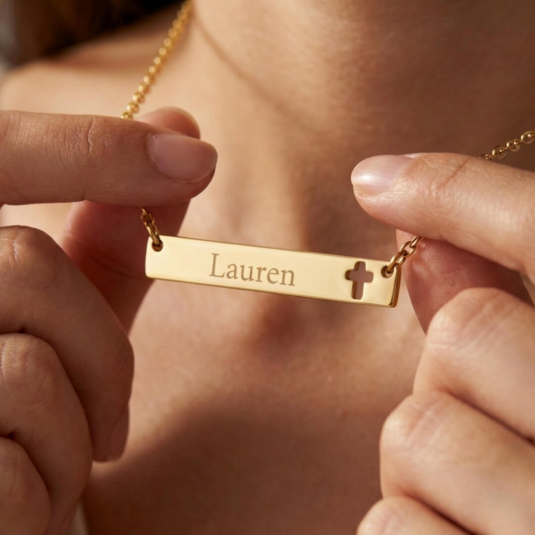 Custom Engraved Cutout Cross Necklace, Personalized Cross Gift - Etsy