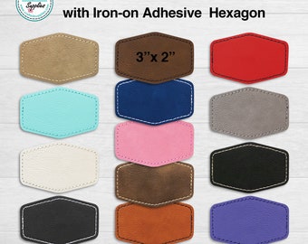 Leatherette Patch With Heat Adhesive, Glowforge Laser Supplies, Hexagon 3" x 2"