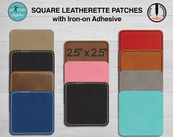 Leatherette Patch With Heat Adhesive, Glowforge Laser Supplies, SM Square 2.5" x 2.5"